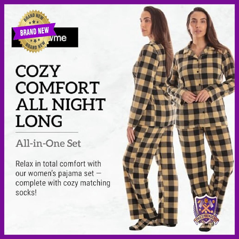 Microfleece Button Front Pajama Set With Socks - … - image 5